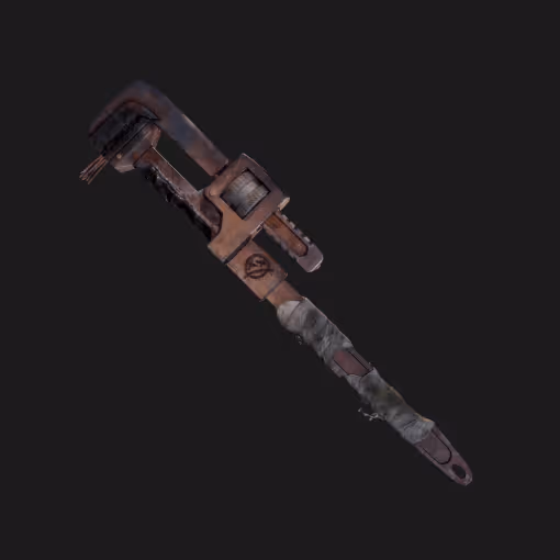 3D weapon modeling by Foxtale Studio: A game-ready rusty wrench with realistic PBR textures and post-apocalyptic details.